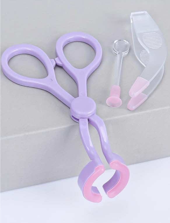 3 in 1 Contact Lens Removal Tool Kit, with Tweezer, Alignment Guide, Soft Silicone, Easy to Use (Lavender)