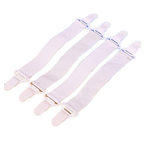 Bed Sheet Fastener, 4PCS Adjustable Bed Sheet Gripper Corner Straps Clips Fastener Suspenders Band Holder