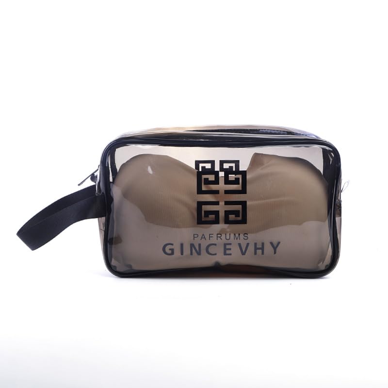 Transparent cosmetic bag, pvc toiletry bag, travel set, storage bag, waterproof toiletry bag, storage bag, cosmetic bag, Coffee Small (black)