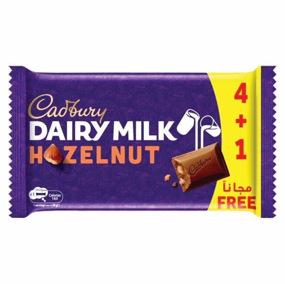 Cadbury Dairy Milk Hazelnut Chocolate Bar Value Pack (4+1 Free) (150g)