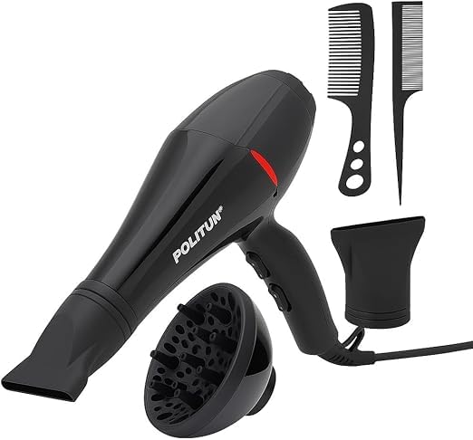 PT-V12 5000W Professional Hair Dryer with Diffuser and Nozzle, Fast Drying and Low Noise, Smooth Salon Use, 2 Speeds and 3 Heat Settings, Detachable Air Condenser, Overheat Protection