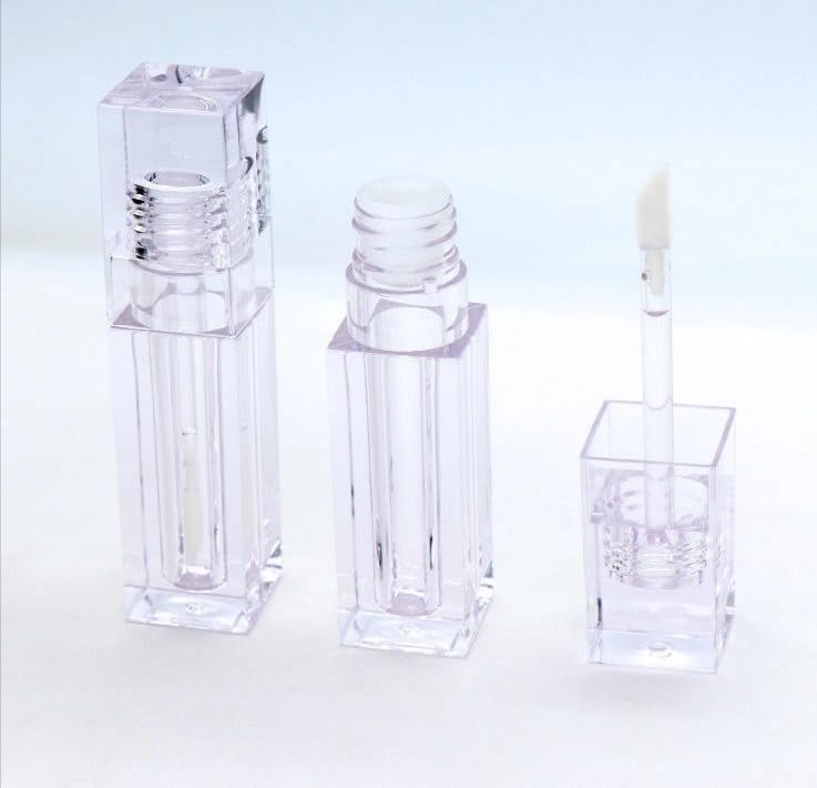 2 Pcs 7ml Empty Lip Gloss Refillable Lip Gloss Bottle Travel Containers Clear Square