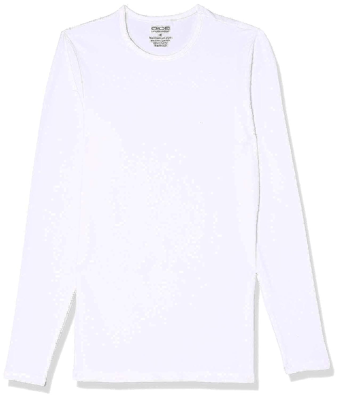 Dice Round-Neck Long Sleeve Solid Undershirt for Men - White - XL