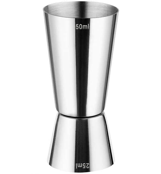 INFINITY-Plus Stainless Steel Cocktail Measuring Cups, Jaeger Double Measuring Cups for Bar, Party, Wine, Cocktails, Drinks, Cocktail Party (25/50m)