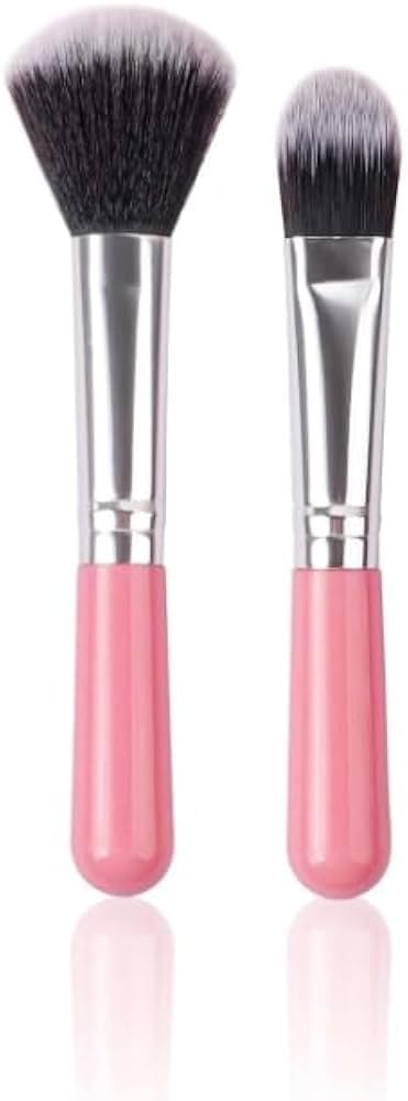 Makeup Brushes Foundation Set 2 PCS Blush + SPONGE Applicator Make Up Pressed Loose Powder Blending Stick Handle Professional -Up Beauty Liquid Face Cosmetic-MULTICOLOR