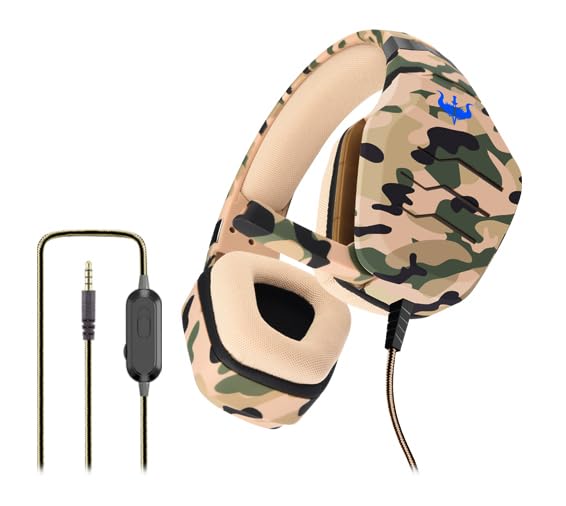 Ovleng GP60M 3.5mm Wired Over-Ear Gaming Headset with Rotation Microphone, Camouflage Design, 50mm speaker, Compatible with PUBG PC, Mac & Consoles - Desert Yellow