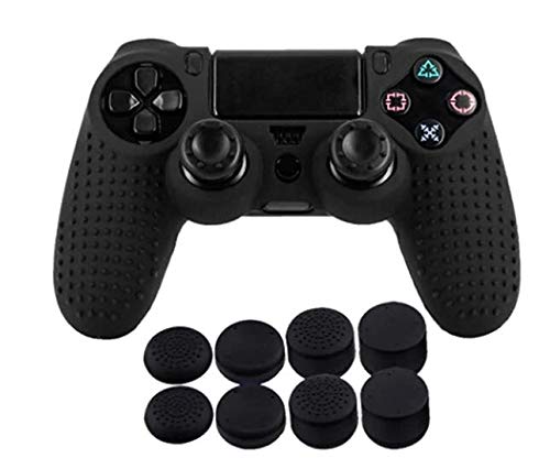 9-In-1 Anti-Slip Silico9 PS4 Gamepad Controller cover with 8 Thumb sticks Caps