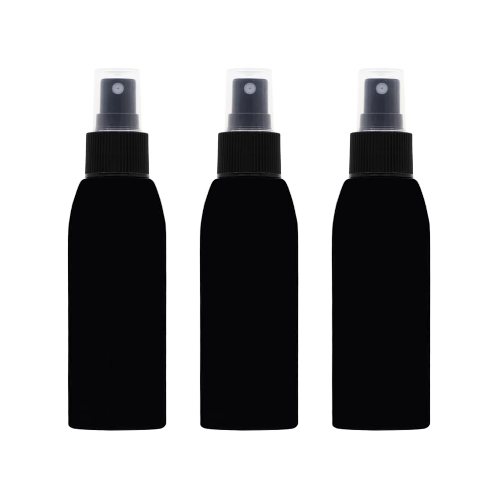 Artistic 3 Pack Plastic Spray Bottle 120ml Black Color Medium Mist Bottle Healthy Empty Refillable Cosmetic Travel Refillable