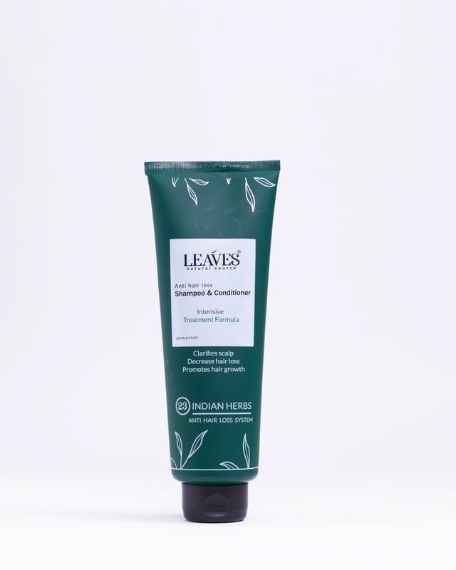 Leaves 2-in-1 Anti-Hair Loss Shampoo & Conditioner with Natural Formula – Reduces Hair Fall, Strengthens & Nourishes, Moisturizes & Adds Shine 250ml