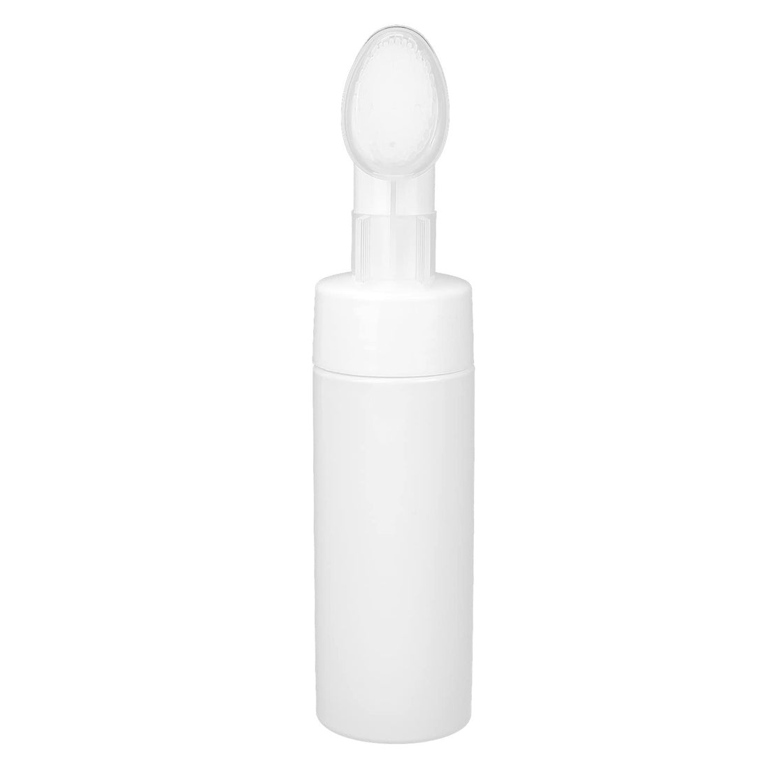 Empty Foam Pump Bottle Face Cleanser Foam Bottle with Silicone Brush White Refillable Empty Mousse Foam Bottle for Travel at Home (100 ml)