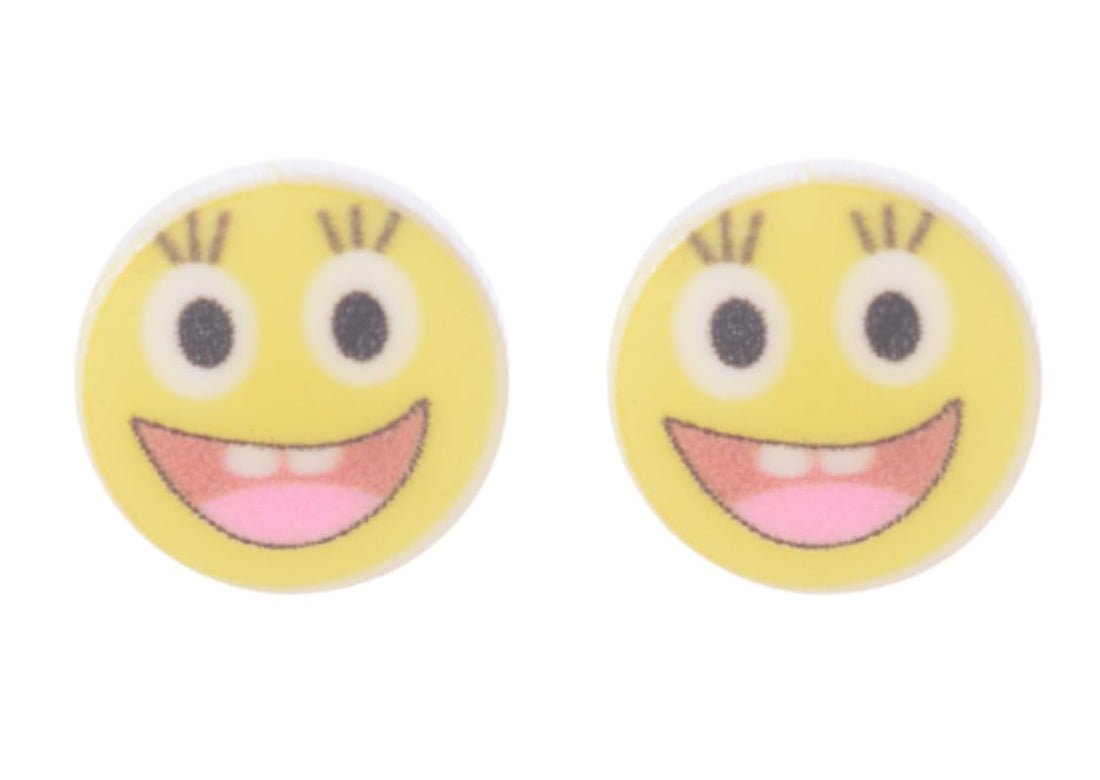 Earring With Smile Face Design For Girls - Yellow