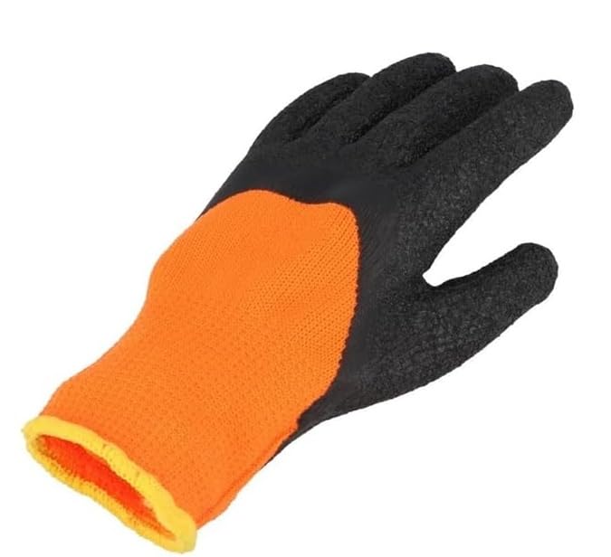Generic Gardening Gloves Cut Resistant – Rubber Coated – Orange with Black Partial Coating – Size Small 23x15 cm – For Garden Construction Rough Work