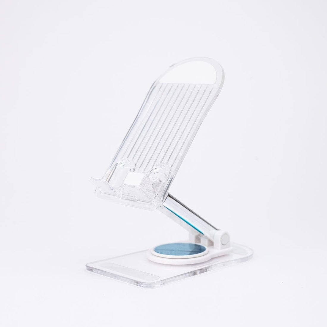 K16 Portable and Fully Foldable Phone Stand, Smart Desk Mount with Adjustable Angle and Height, Compact and Lightweight Design, Compatible with Mobile Phones - White
