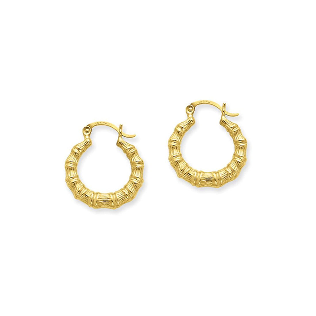 Julia Store 18k Gold Plated Stainless Steel Hinged post Polished Bamboo Design Hollow Hoop Earrings for Women – Nice Jewelry Gift -Yellow Hoops -