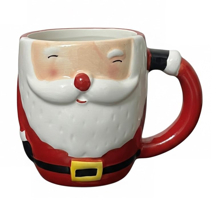 Stellar Stores Wonderful Papa Noel Christmas Mug, Lovely Design, 3D Ceramic Mug Greeting, Smiley, Happy, Xmas, for Christmas Gifts, Coffee Mug for Tea, Lovely Design (Cute Santa2 Mug)