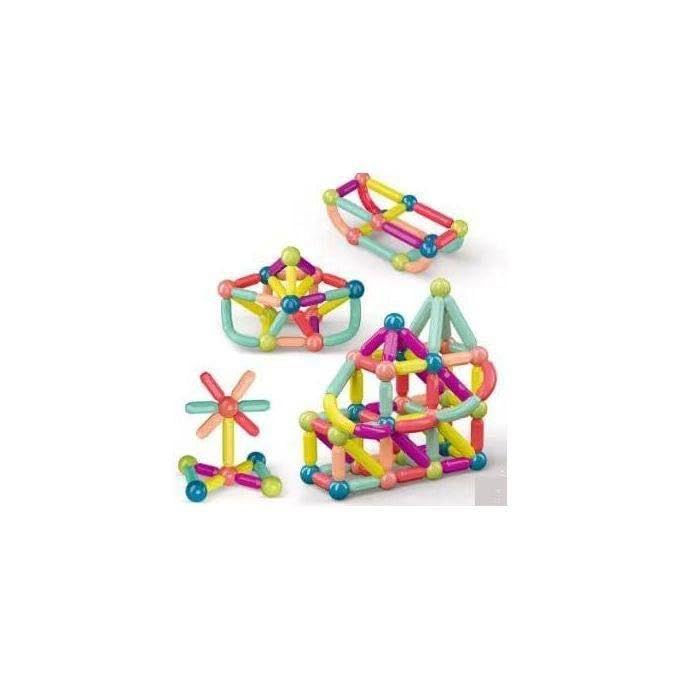Magnetic building cubes-64-piece interactive learning kit ideal for teaching young children geometry, color recognition and problem solving