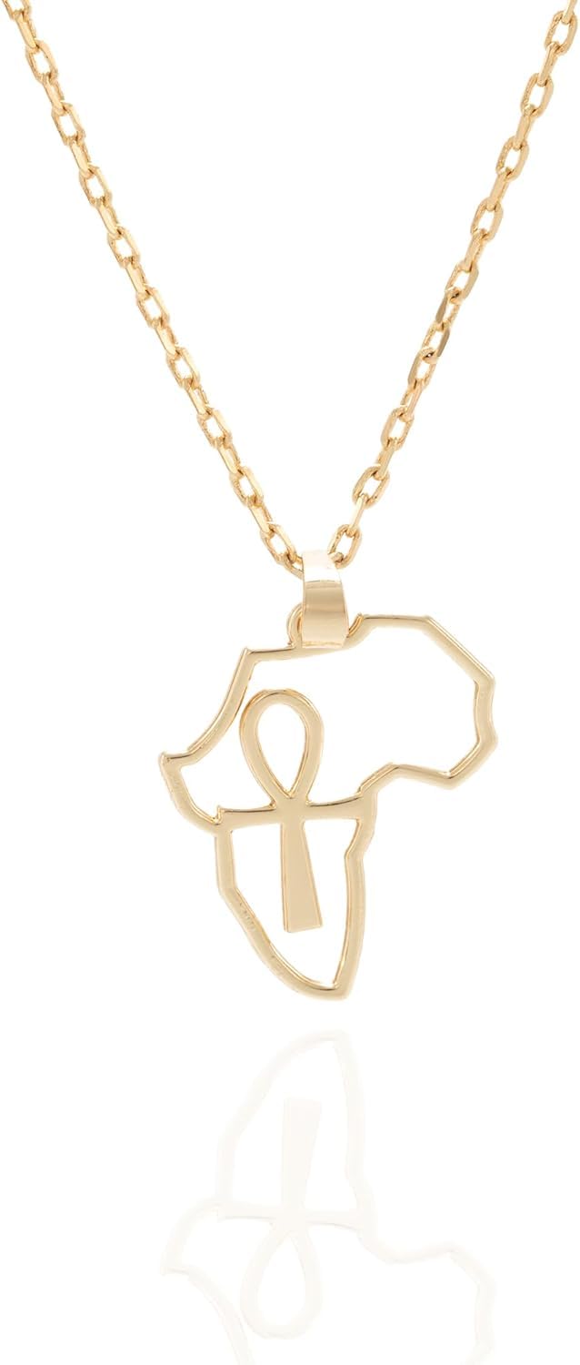immatgar pharaonic Egyptian ankh Key and Africa map necklace jewellery Egyptian souvenirs gifts for Women Girls