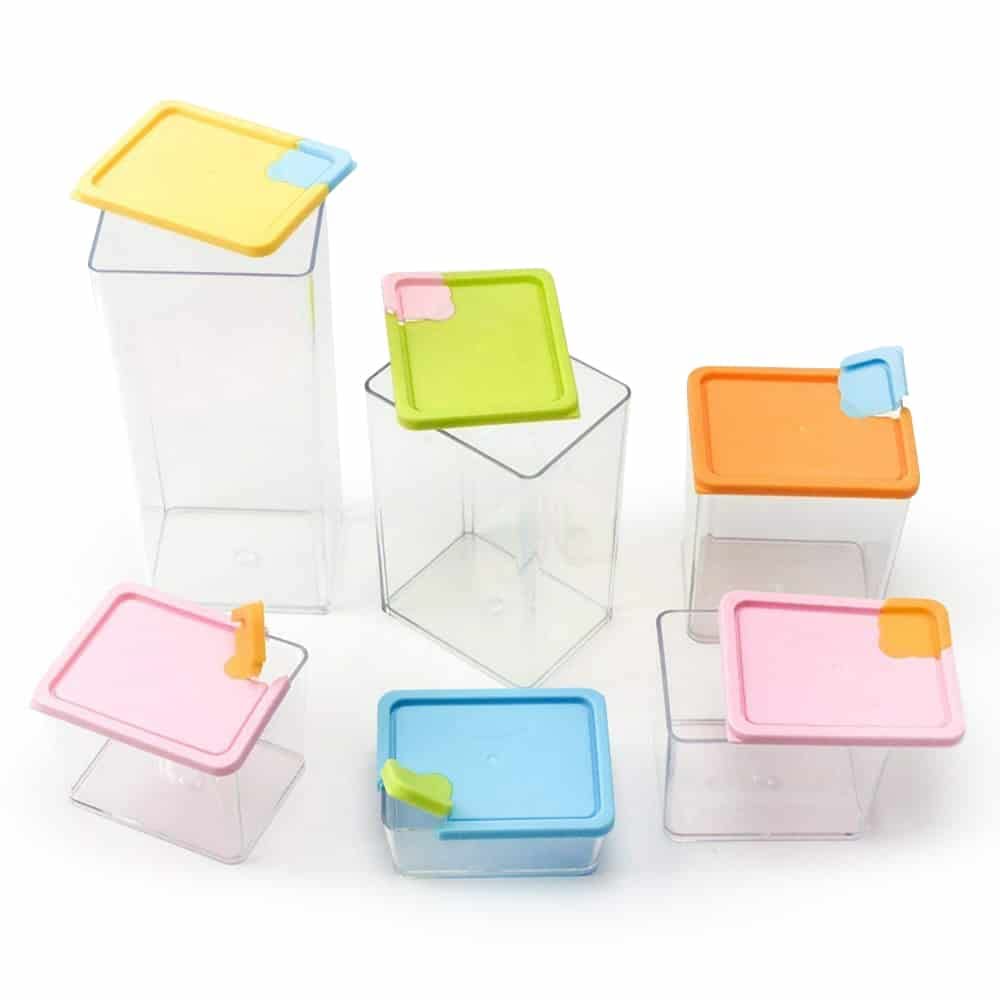 Set of 6 Acrylic Refrigerator Storage Box, Clear Plastic Seasoning Box, Food Storage Cover for Kitchen and Refrigerator, Vegetable and Fruit Storage Box