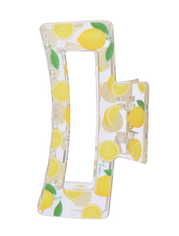 Daphne Plastic Hair Claw With Lemon Design For Girls - Clear Yellow