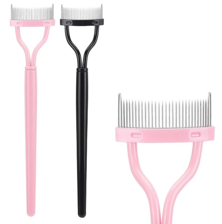 Eyelash Comb, Designed Eyelash Separator Mascara Applicator Eyebrow Brush Metal Teeth Eye Lash Tool with Comb Cover- multicolor-1 piece