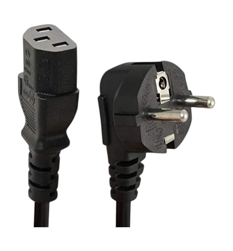 Power Cable for PC Computers, Monitors, Printers and Projectors, Black, Universal Compatibility, Three-Prong Design