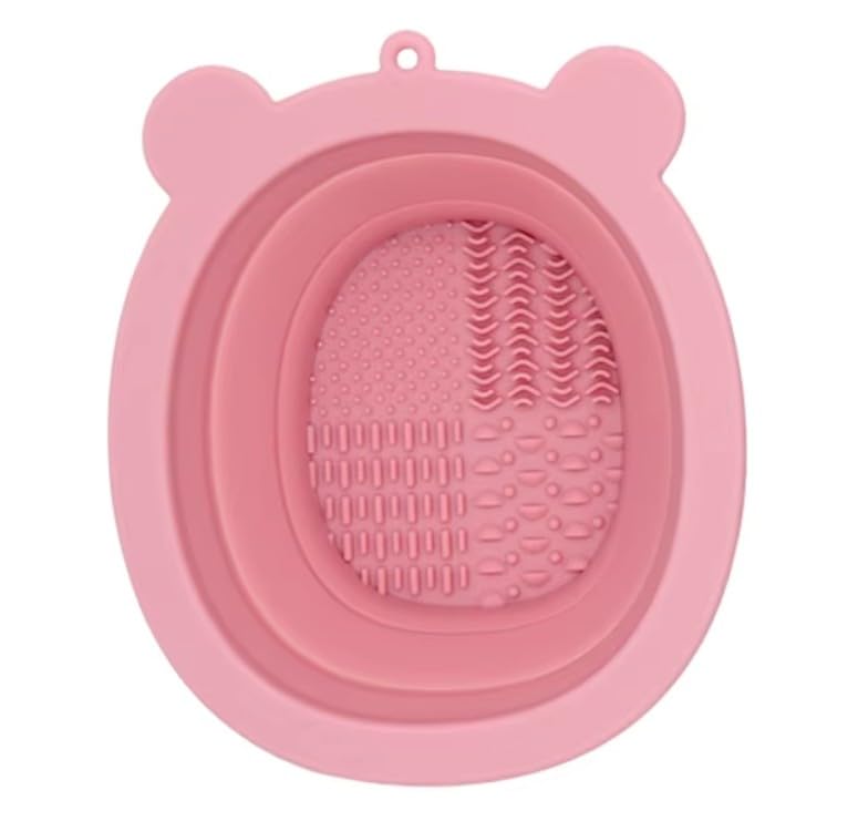 Flexible Silicone Quick Drying Foldable Powder Puff Makeup Brush Cleaning Bowl Wash Scrubber Eyeshadow Brush Cleaner Mat, Multicolor (1pc) -multicolor