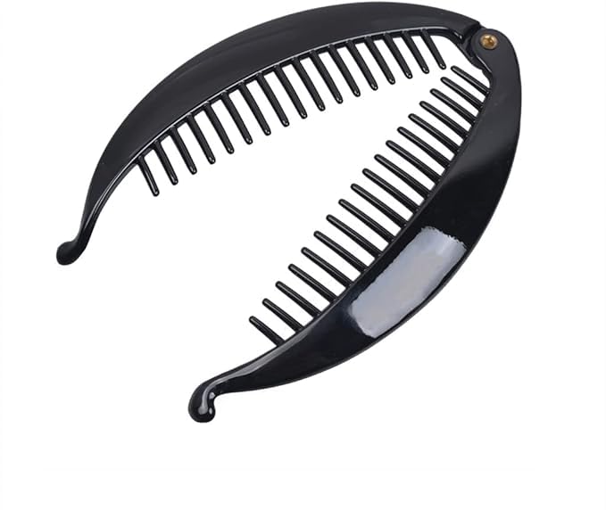 ZonShop Banana Hair Clips, Banana and Fish Design Colorful Pieces 14cm for Women and Girls, Classic French Fishtail Hair Clip (Black)