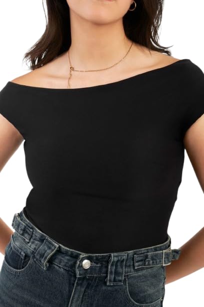 BELLAVUE Women's One Shoulder Asymmetrical Tank Top, Jersey Knit Cotton, Sleeveless