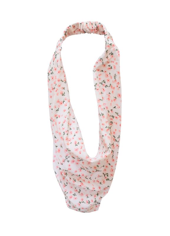 Cotton Hair Scarf with Flowers for Women - Rose, One Size