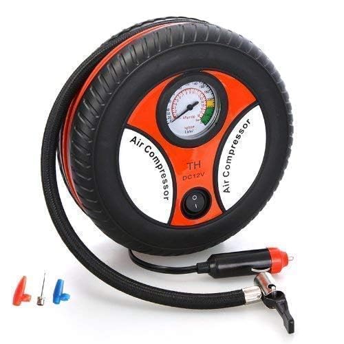 Car Air Compressor 12V DC Portable Tire Inflator with Pressure Gauge, Includes Multiple Nozzles for Tires, Balls, Rubber Boats Volora