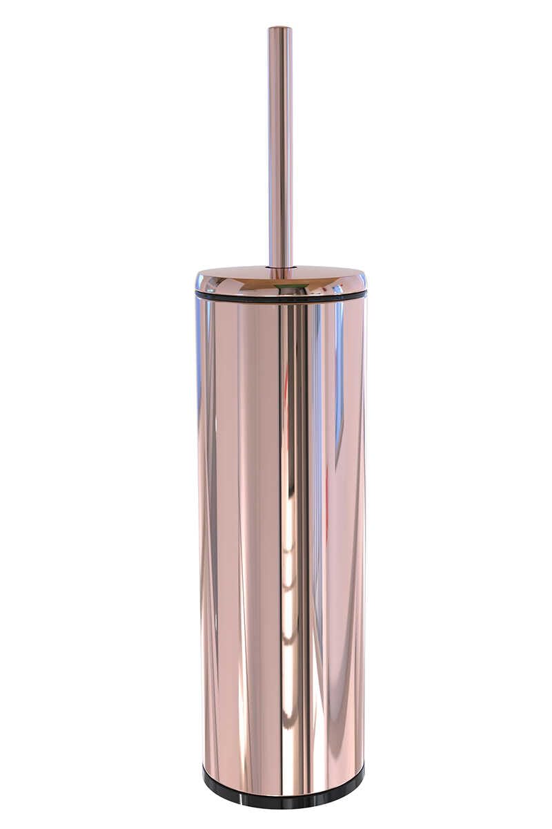 Stainless Steel Toilet and Bath Brush, Long Handle Stainless Steel Toilet Brush, Toilet Brush with Durable Cleaning Brush and Inner Bowl for Easy Cleaning (Rose Gold)