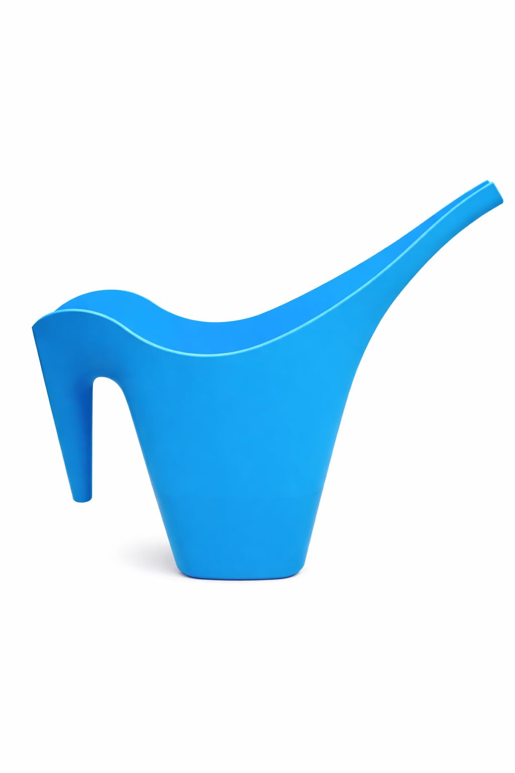 Plastic watering can, blue, modern design, for home plants and gardens
