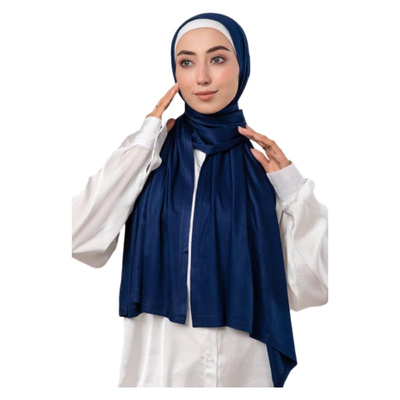 Plain Gel Veil Hijab – Premium 100% Egyptian Cotton with Lycra, Size 63 × 170 cm, Lightweight & Breathable Solid Scarf for Women