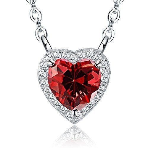 Love Heart Pendant Necklaces for Women Girls Cubic Zirconia Birthstone Gift Valentine's Day/Mother's Day/Christmas/Anniversary/Birthday Gift for Mother/Wife/Friend/Daughter/Lover Wedding/Prom/Party N