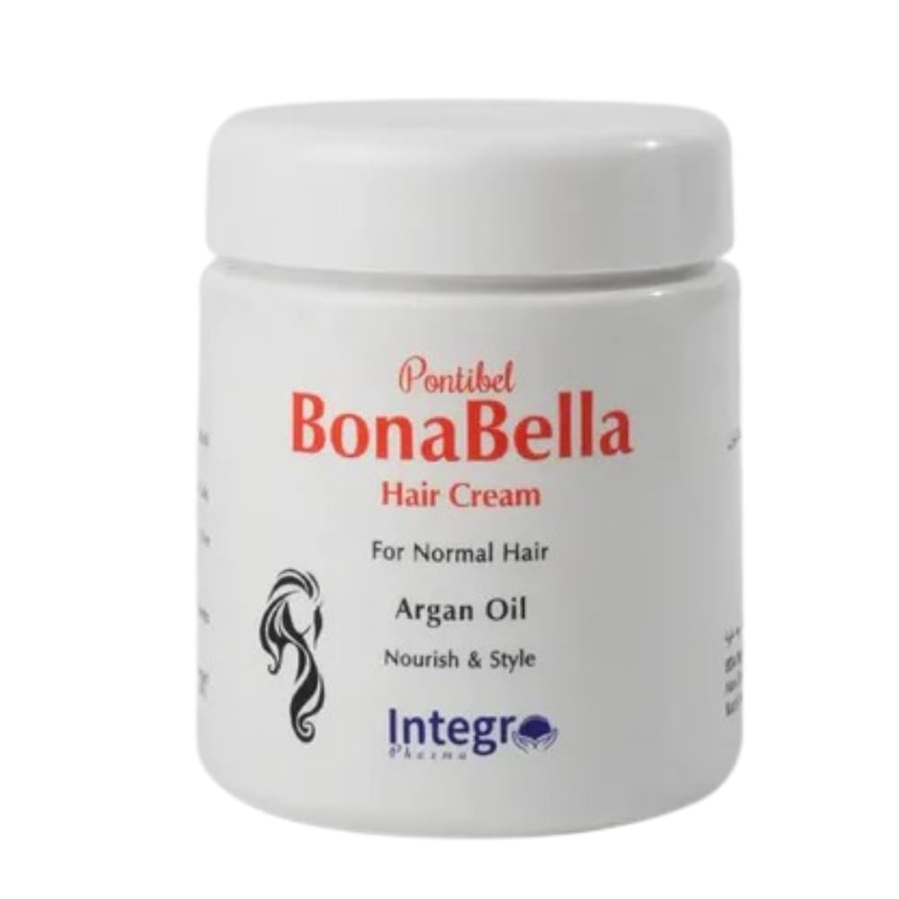 BonaBella Hair Cream with Argan Oil, Pro-Vitamin B5, Vitamin E, Aloe Vera, Biotin, Banana Scent, 200ml