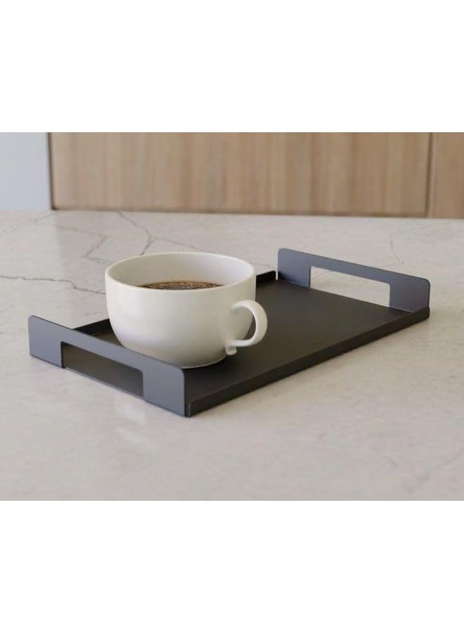 FuncyHome Metal Serving Tray, Geometric, Matte Black, 40x30x5 cm, Decorative Tray with Scratch-Resistant Thermal Coating for Coffee, Kitchen and Table Organisation