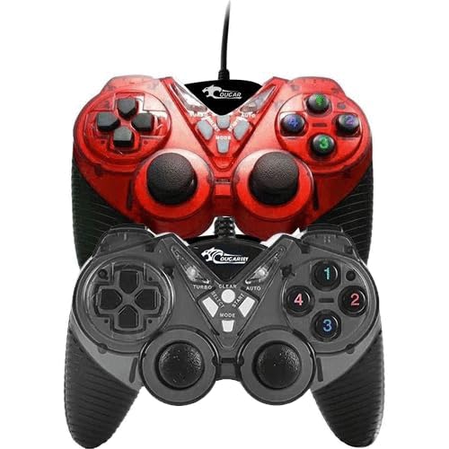 COUGAR-EGY (9082) USB Wired Double Gamepad Turbo Controller with Vibration Function For PC or Laptop, 1.5 Meter (BLack and red)