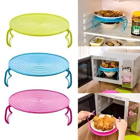 Round Microwave Stand - Transform your microwave with this versatile space-saving dish rack, perfect for steaming and organizing your dishes easily.(3 Pack)