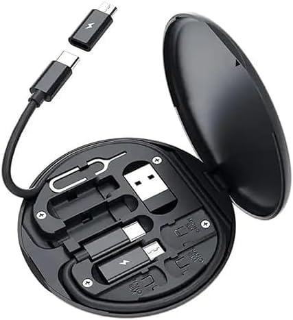 All-in-One USB Adapter Kit – Includes Type C, A, C Male Cable, Micro USB – SIM Card Slot Tool, SIM Extractor, Phone Holder – Compact Travel Kit for all Phone Devices