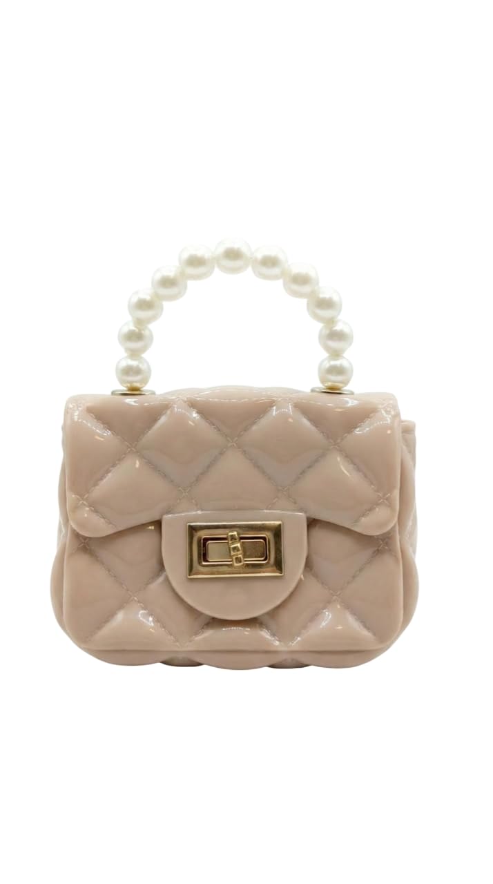 Nopatia Elegant Handbag with Pearl Handle and Quilted Design - Fashionable Silicone Bag with Attractive Aesthetic - Unique Beauty Accessory for Evening and Events