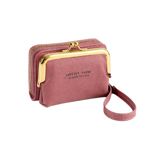 Women Wallet 2 in 1 Detachable Wallet Stylish Design with Card Holder and Coin Bag, Black with Gold Frame (Cashmere)