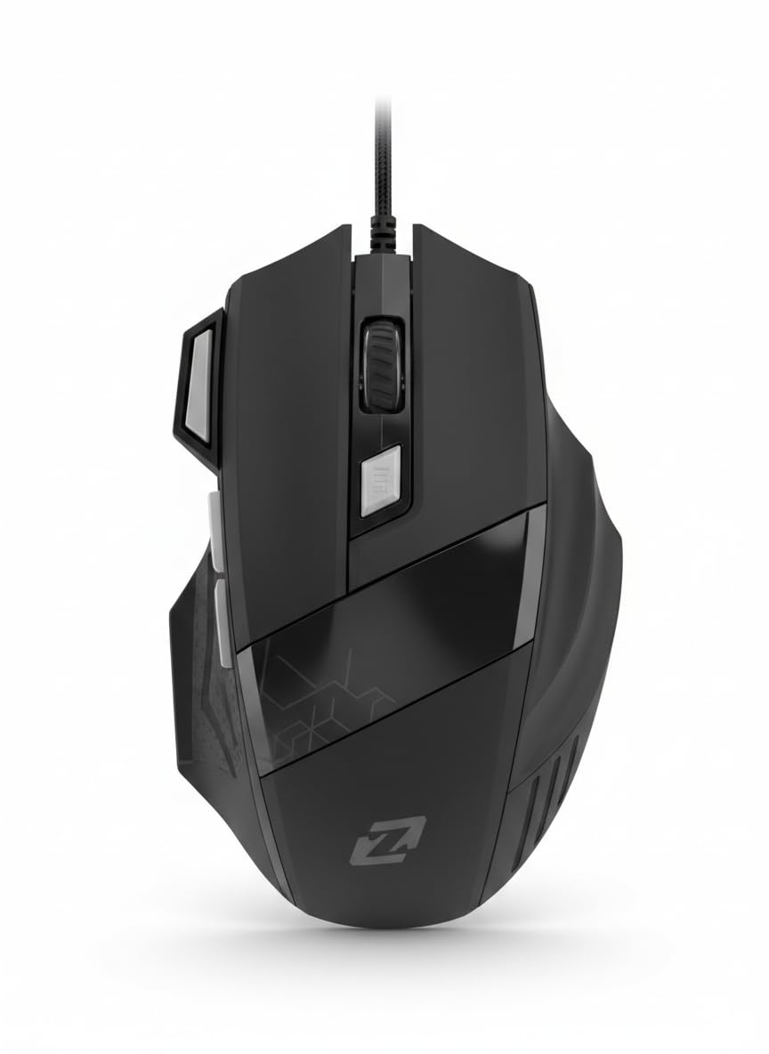 Professional Wired Gaming Mouse Model ZR-1800 with Backlight, Ergonomic Design, 7 Responsive Buttons, High Precision Resolution, Sleek Black Finish for Enhanced Competitive Performance