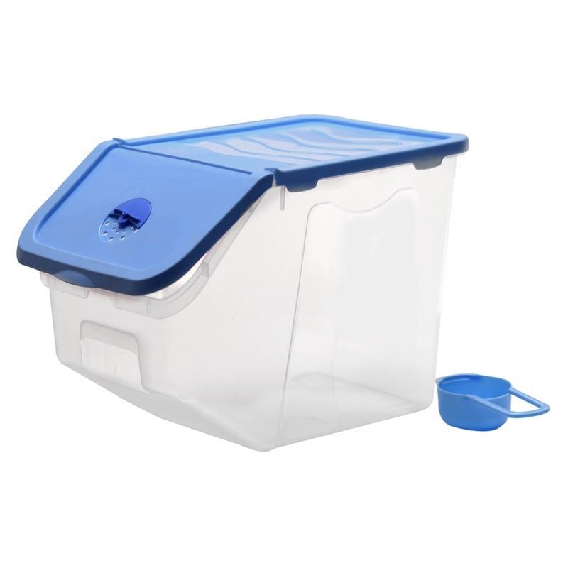 Tamara Plastic Dry Goods Storage Box with Measuring Cup, Large, Transparent