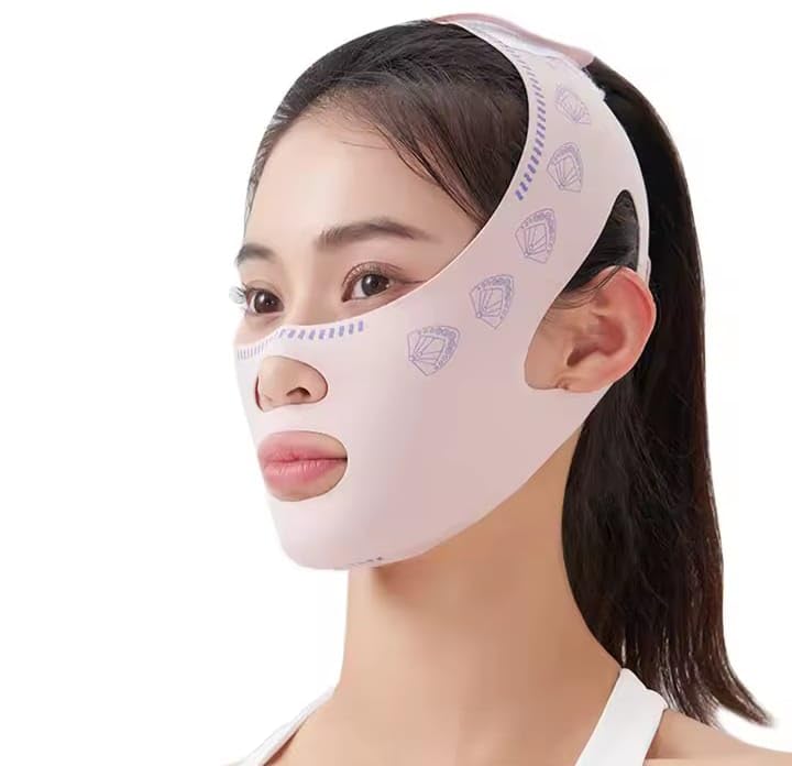 Face Slimming Strap, V-Line Lifting Mask, Anti Wrinkle Strap Face Care, Double Chin Reducer,Pink