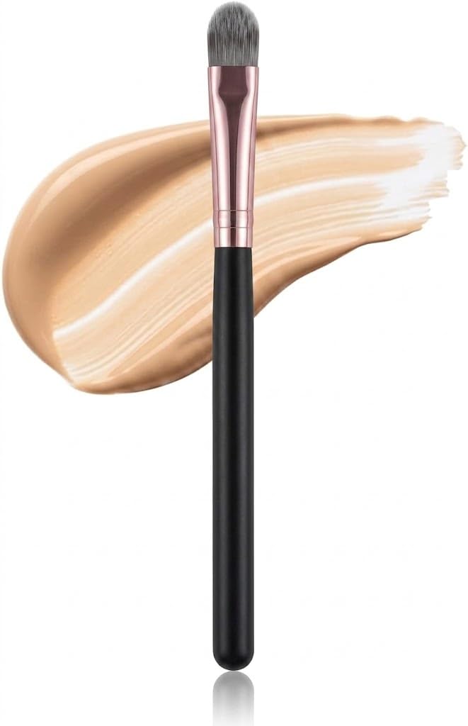1Pc Concealer Brush for Under Eye Face Sun Spots Acne Blemishes Professional Makeup Brush for Liquid Cream Concealing Contouring Setting and Blending-WHITE COLOR