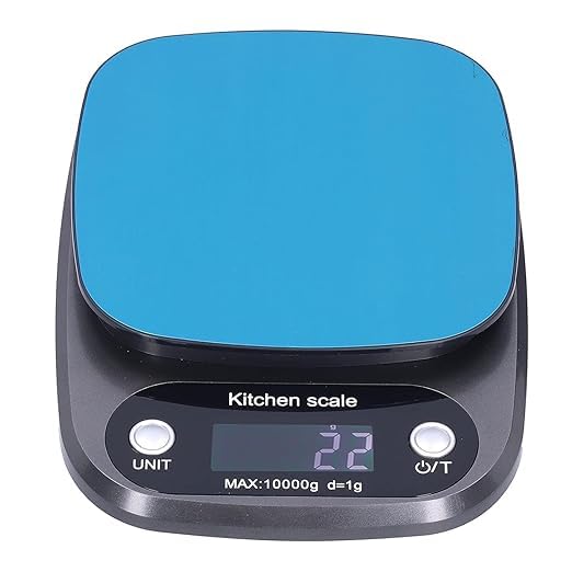 Digital Kitchen Scale, 10kg Capacity, 1g Precision, LCD Display, Blue