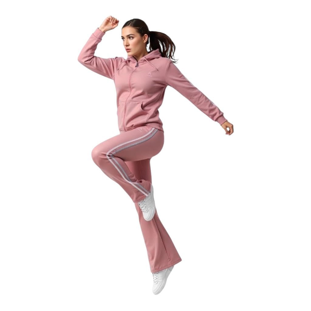 Women's 2 Piece Sports Set, Zip Up Jacket with Hat and Pants, Comfortable Fabric for Gym and Daily Use