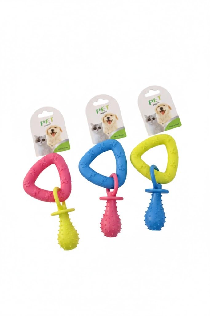 Pet Toy Triangle Shape, Interactive Dog Chew Toy, Available in 3 Colors (BlueXPink)