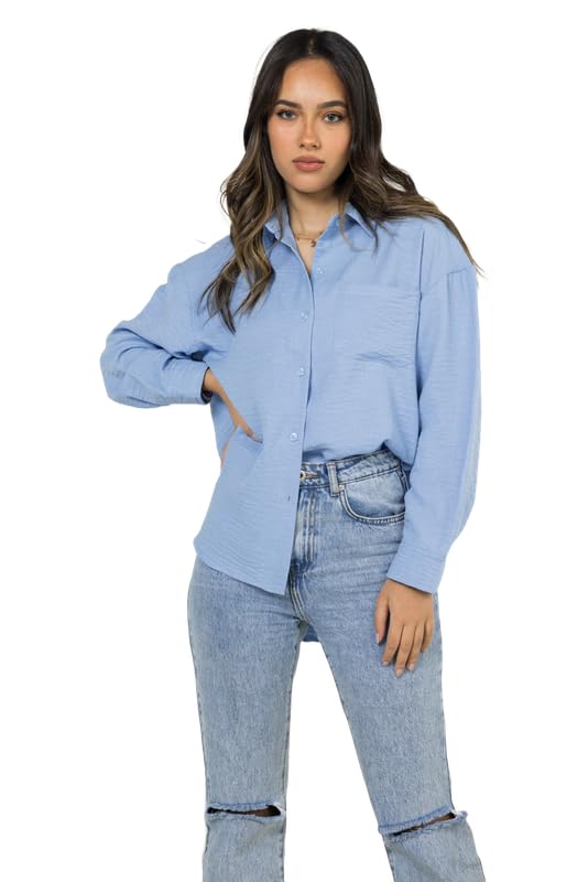 COZY UP Everyday Women's Long Sleeve Shirt - Casual, Lightweight, and Breathable Everyday Wear with Soft Cotton Blend, Perfect for Home, Work, or Outdoor Activities