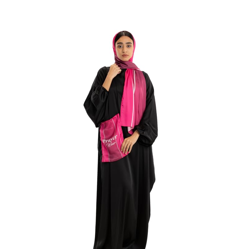 ART MOOD HOME Prayer Wear Satin - Isdal Al-Taqwa Pink - Black Isdal Only One Size